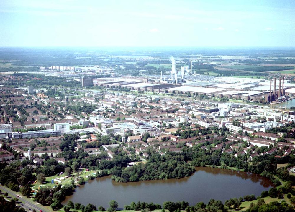 Luftaufnahme Wolfsburg - Stadtansicht von Wolfsburg mit der CITY GALERIE der ECE-Projekt GmbH im Stadtzentrum.