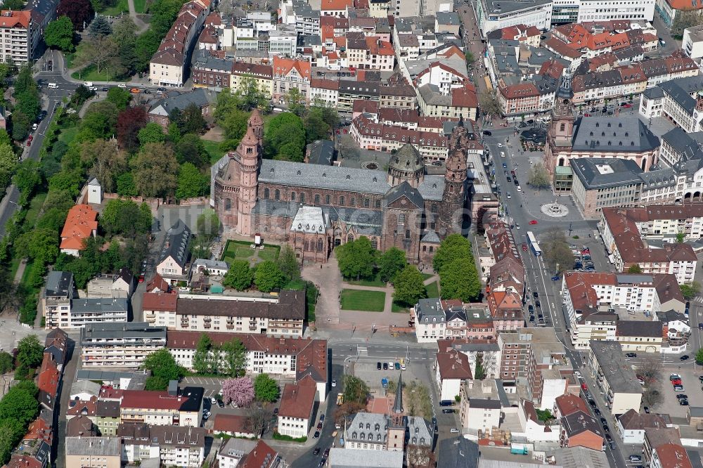 Luftbild Worms - Stadtansicht von Worms mit dem Dom St. Peter im Bundesland Rheinland-Pfalz