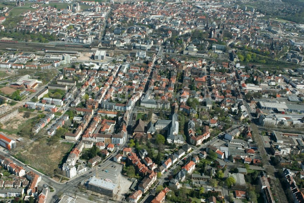 Luftaufnahme Worms - Stadtansicht von Worms im Bundesland Rheinland-Pfalz