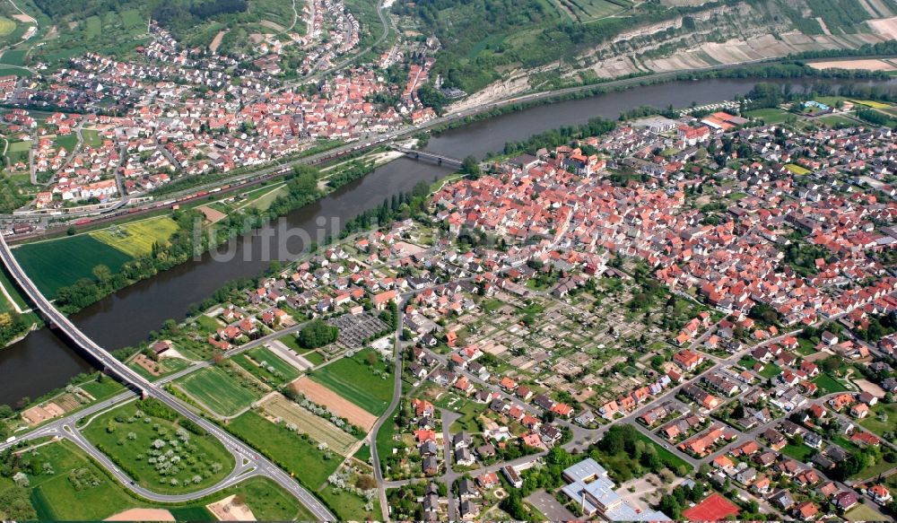 Zellingen von oben - Stadtansicht von Zellingen im unterfränkischen Landkreis Main-Spessart im Bundesland Bayern