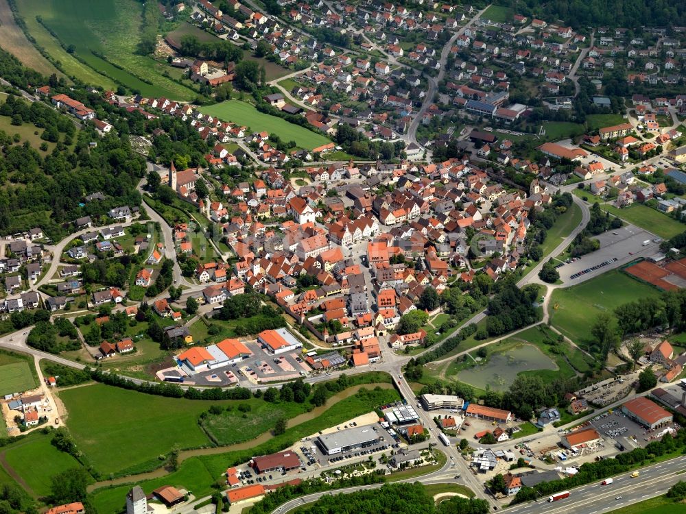 Luftbild Greding - Stadtansicht der des Zentrum von Greding im Bundesland Bayern