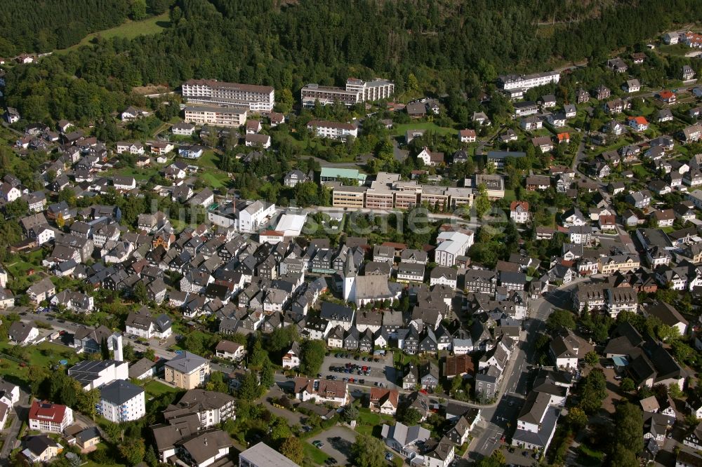 Bad Laasphe von oben - Stadtansicht vom Zentrum der Innenstadt von Bad Laasphe im Bundesland Nordrhein-Westfalen