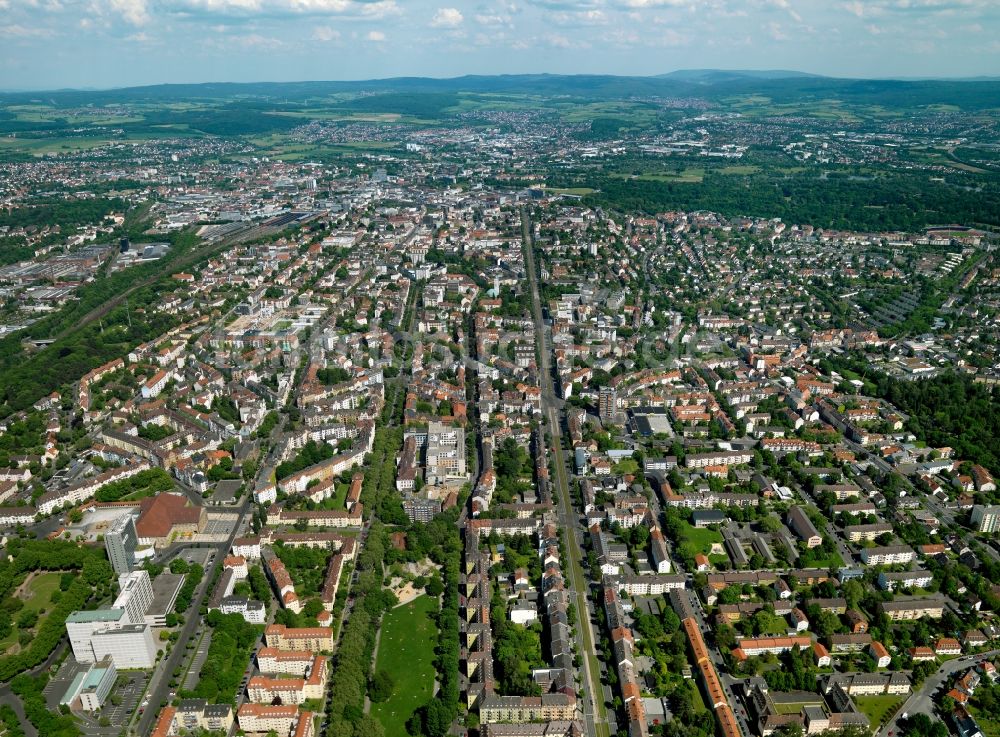 Luftaufnahme Kassel - Stadtansicht der des Zentrum von Kassel im Bundesland Hessen