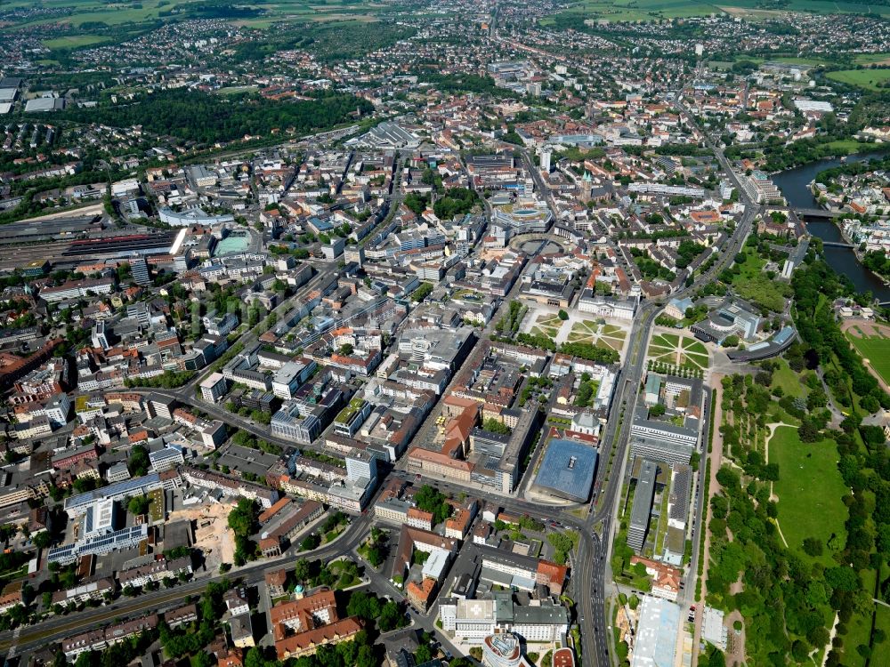 Kassel von oben - Stadtansicht der des Zentrum von Kassel im Bundesland Hessen