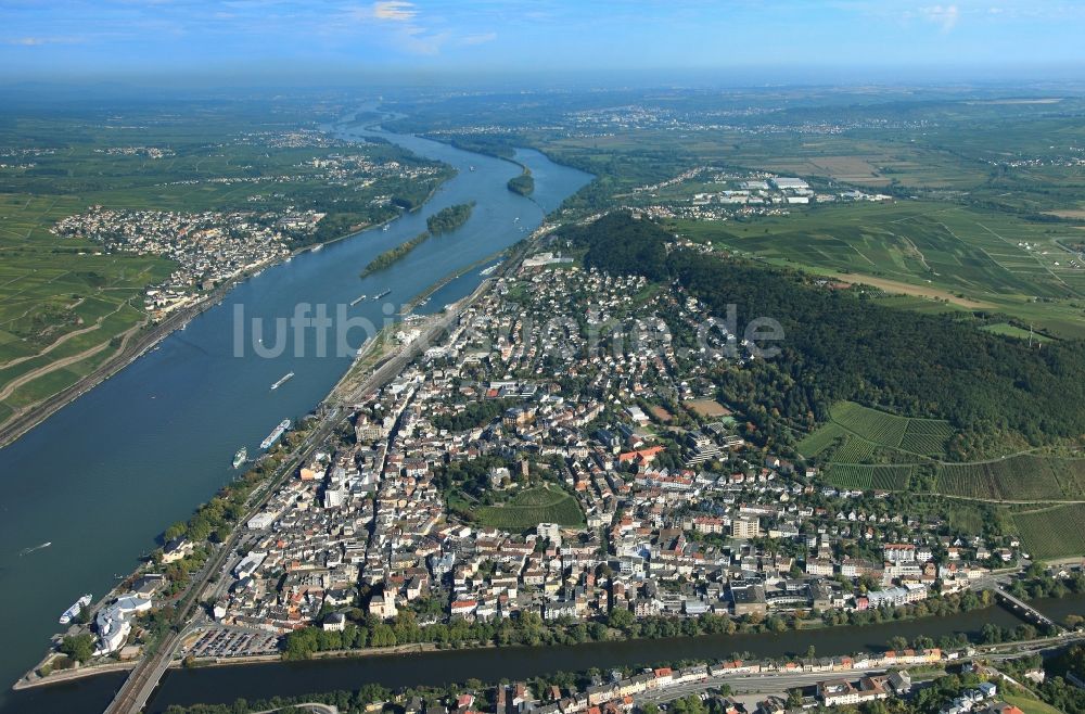 Bingen am Rhein aus der Vogelperspektive: Stadtansicht vom Zentrum der Stadt Bingen am Rhein im Bundesland Rheinland-Pfalz