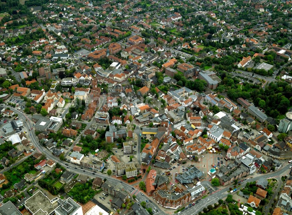 Luftaufnahme Ibbenbüren - Stadtansicht vom Zentrum der Stadt Ibbenbüren im Bundesland Nordrhein-Westfalen NRW