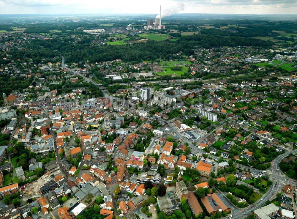 Ibbenbüren von oben - Stadtansicht vom Zentrum der Stadt Ibbenbüren im Bundesland Nordrhein-Westfalen NRW