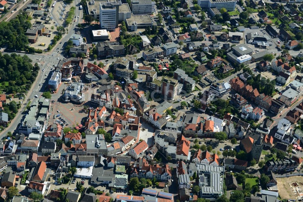 Luftaufnahme Ibbenbüren - Stadtansicht vom Zentrum der Stadt Ibbenbüren im Bundesland Nordrhein-Westfalen NRW