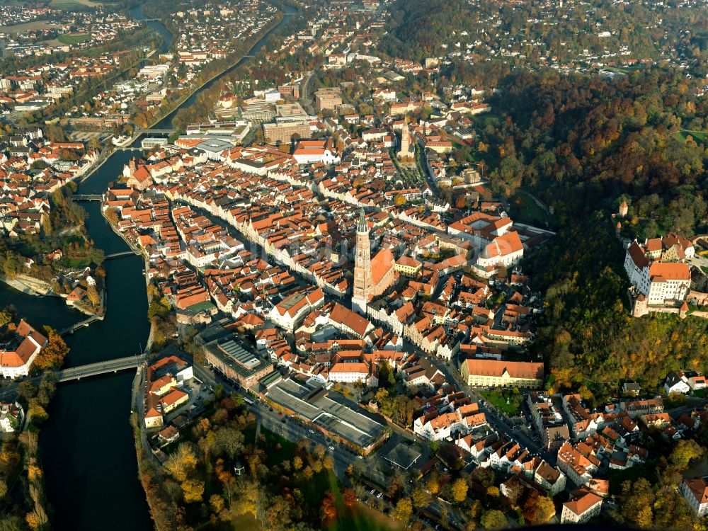 Landshut aus der Vogelperspektive: Stadtansicht vom Zentrum der Stadt Landshut im Bundesland Bayern