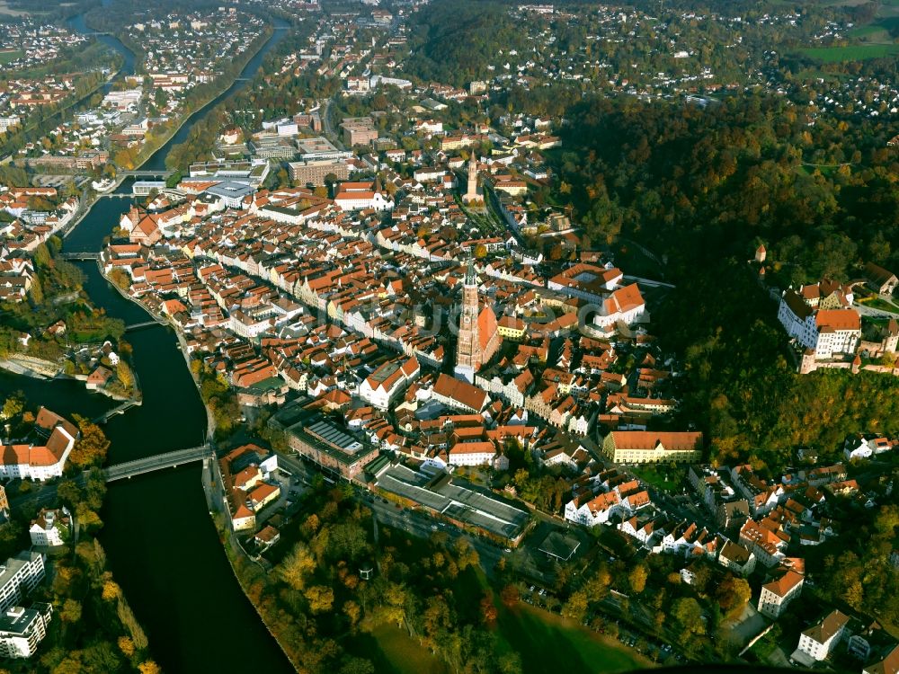 Luftbild Landshut - Stadtansicht vom Zentrum der Stadt Landshut im Bundesland Bayern