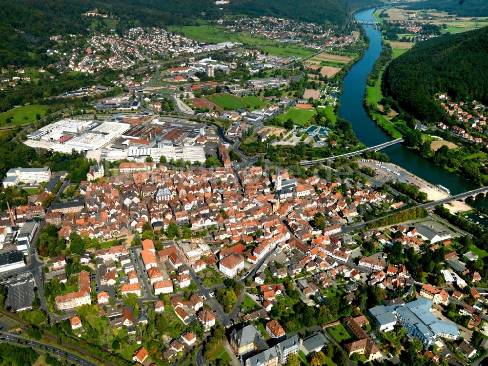 Luftaufnahme Lohr - Stadtansicht vom Zentrum der Stadt Lohr am Main im Bundesland Bayern