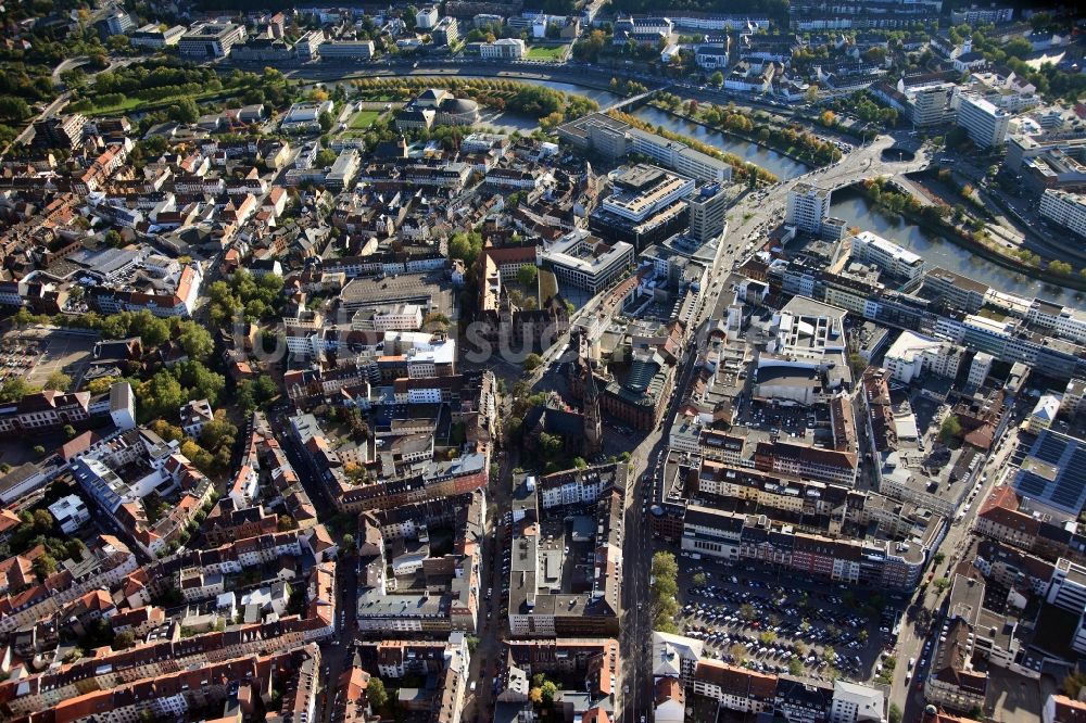 Saarbrücken aus der Vogelperspektive: Stadtansicht vom Zentrum der Stadt Saarbrücken im Saarland