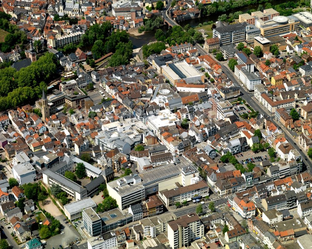 Bad Kreuznach von oben - Stadtansicht des Zentrums von Bad Kreuznach im Bundesland Rheinland-Pfalz