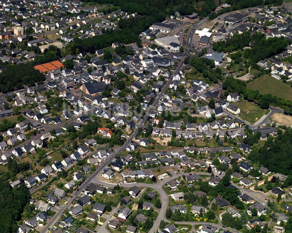 Luftbild Emmelshausen - Stadtansicht des Zentrums von Emmelshausen im Bundesland Rheinland-Pfalz