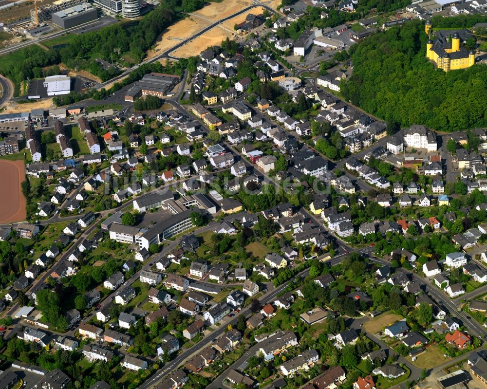 Montabaur aus der Vogelperspektive: Stadtansicht des Zentrums von Montabaur im Bundesland Rheinland-Pfalz