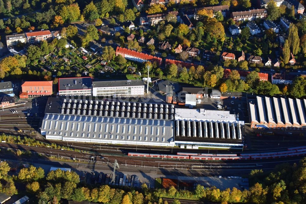 Hamburg aus der Vogelperspektive: Stadtbahn S-Bahn- Depot, Instandsetzungswerk und Abstellgleise der S-Bahn Hamburg GmbH im Ortsteil Ohlsdorf in Hamburg, Deutschland