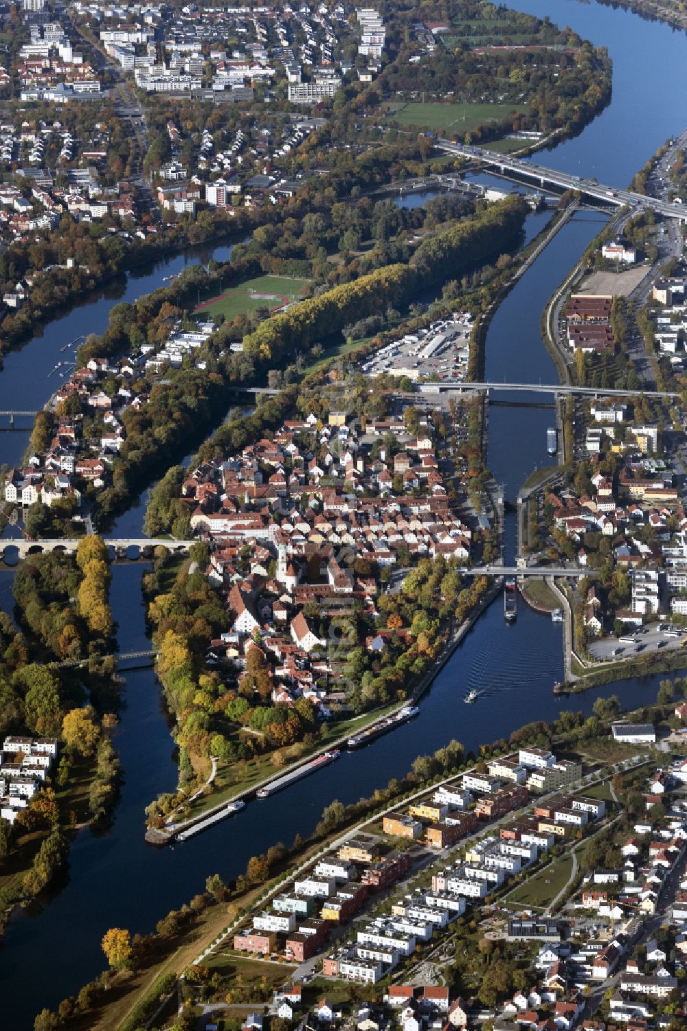 Luftbild Regensburg - Stadtbezirk Stadtamhof in Regensburg im Bundesland Bayern, Deutschland