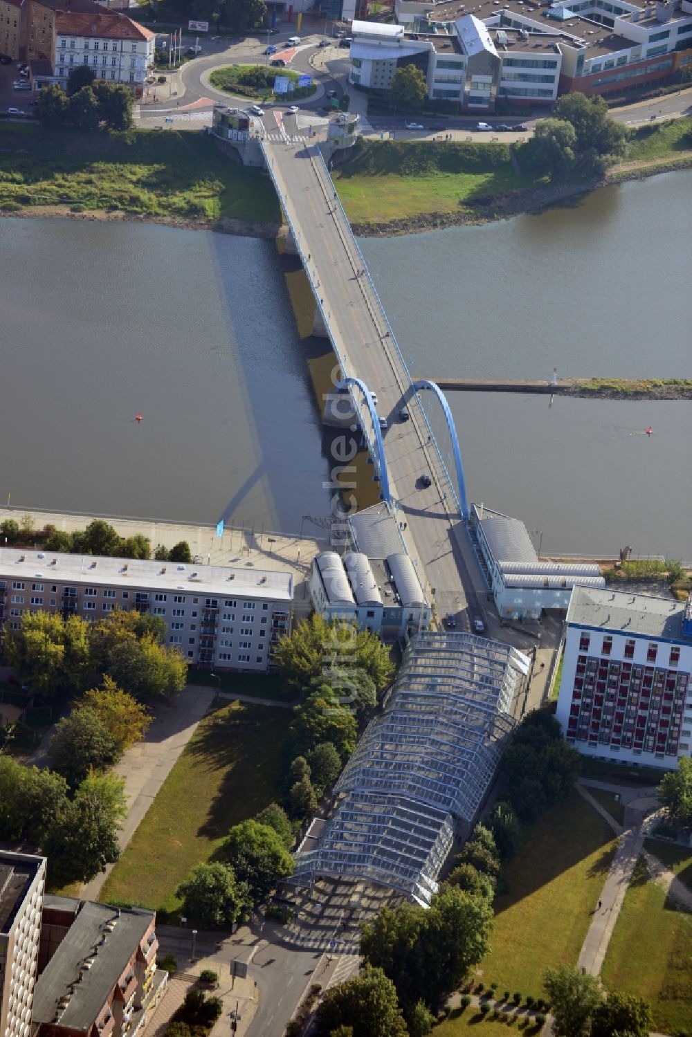 Frankfurt Oder von oben - Stadtbrücke in Frankfurt Oder im Bundesland Brandenburg