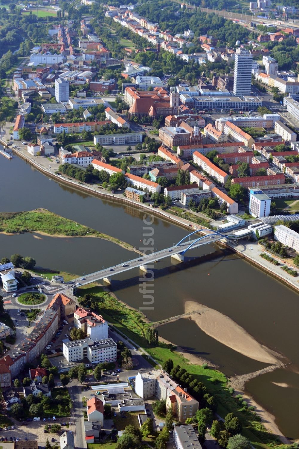 Frankfurt Oder aus der Vogelperspektive: Stadtbrücke in Frankfurt Oder im Bundesland Brandenburg