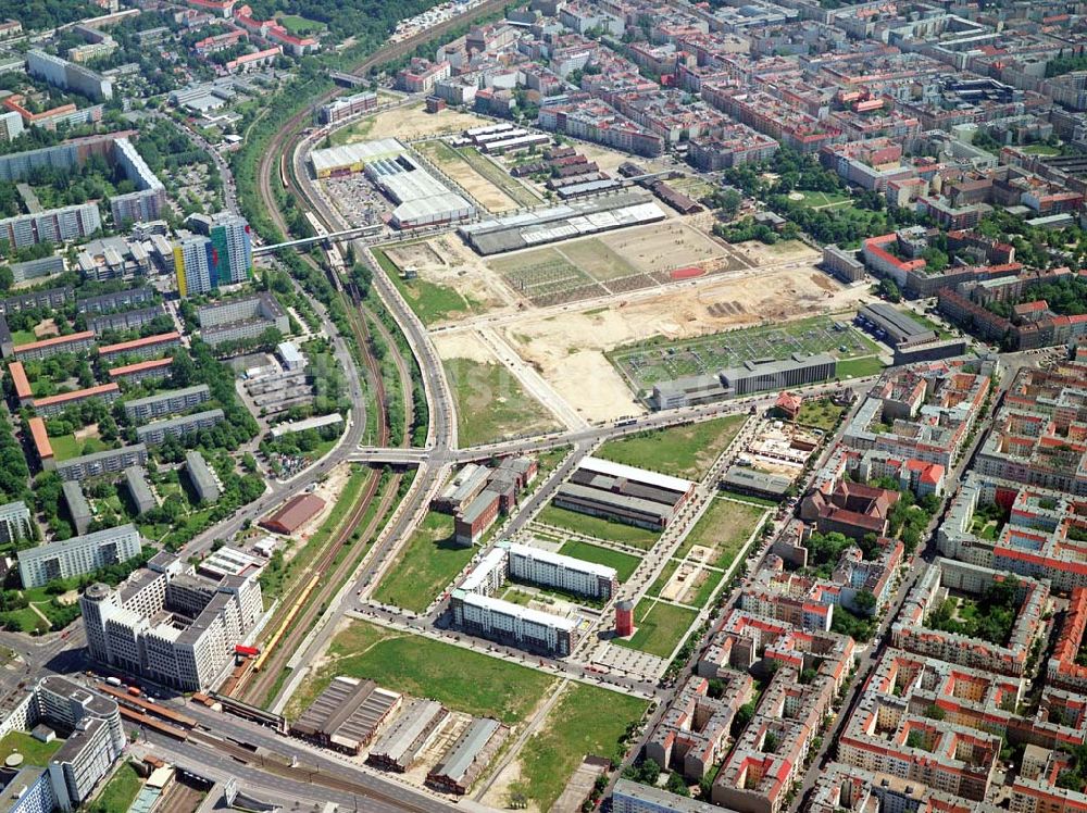 Berlin-Friedrichshain von oben - Stadtentwicklungsgebiet Eldenaer Straße/ Landsberger Allee