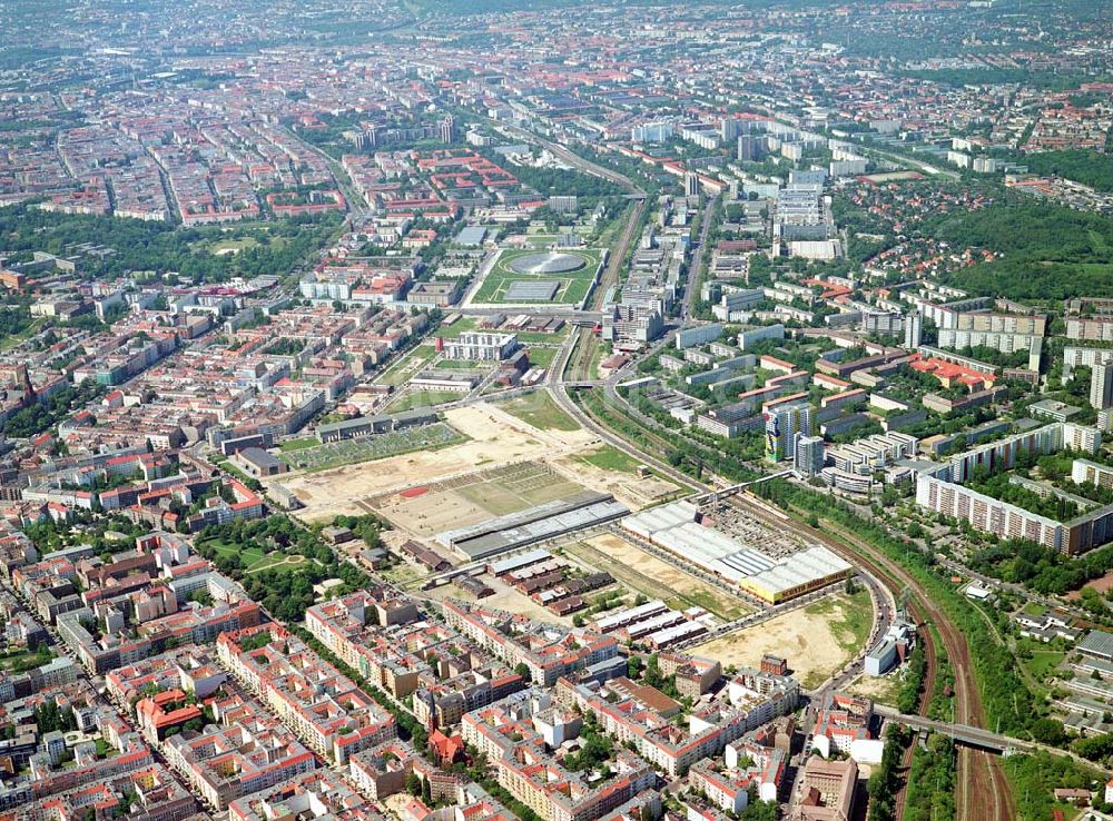 Berlin-Friedrichshain von oben - Stadtentwicklungsgebiet Eldenaer Straße/ Landsberger Allee