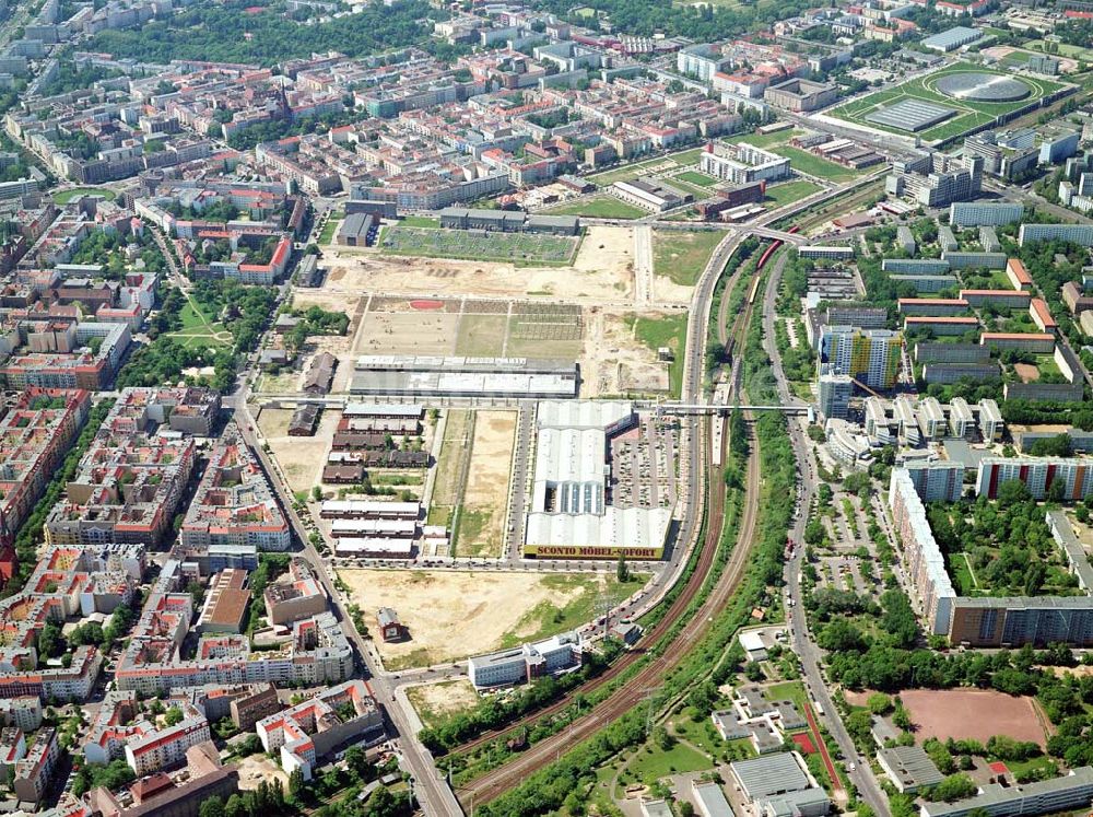 Luftbild Berlin-Friedrichshain - Stadtentwicklungsgebiet Eldenaer Straße/ Landsberger Allee