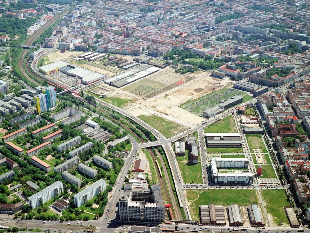 Berlin-Friedrichshain von oben - Stadtentwicklungsgebiet Eldenaer Straße/ Landsberger Allee