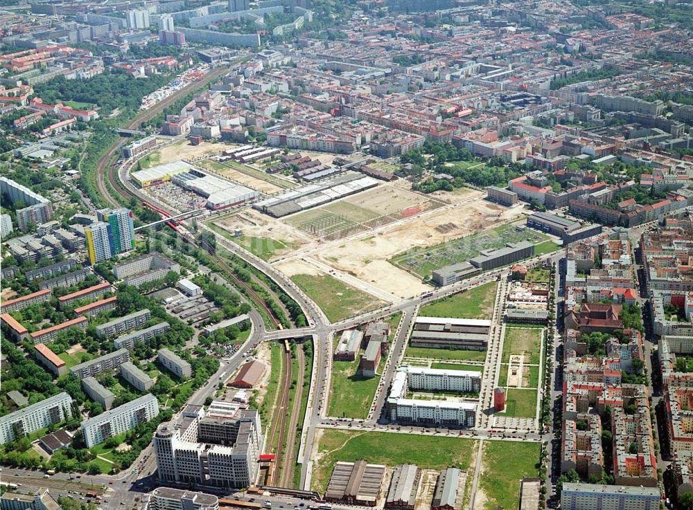 Luftaufnahme Berlin-Friedrichshain - Stadtentwicklungsgebiet Eldenaer Straße/ Landsberger Allee