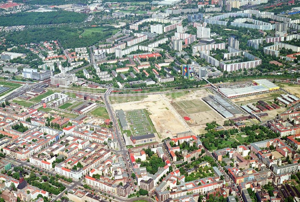 Luftaufnahme Berlin-Friedrichshain - Stadtentwicklungsgebiet Eldenaer Straße/ Landsberger Allee