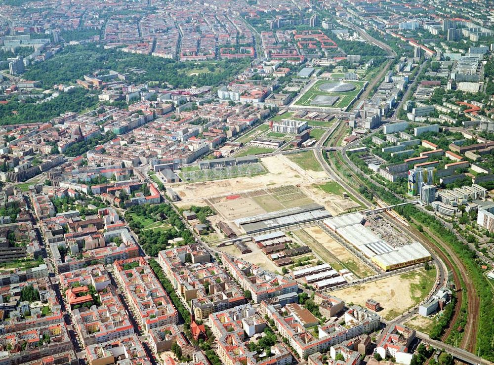 Berlin-Friedrichshain von oben - Stadtentwicklungsgebiet Eldenaer Straße/ Landsberger Allee