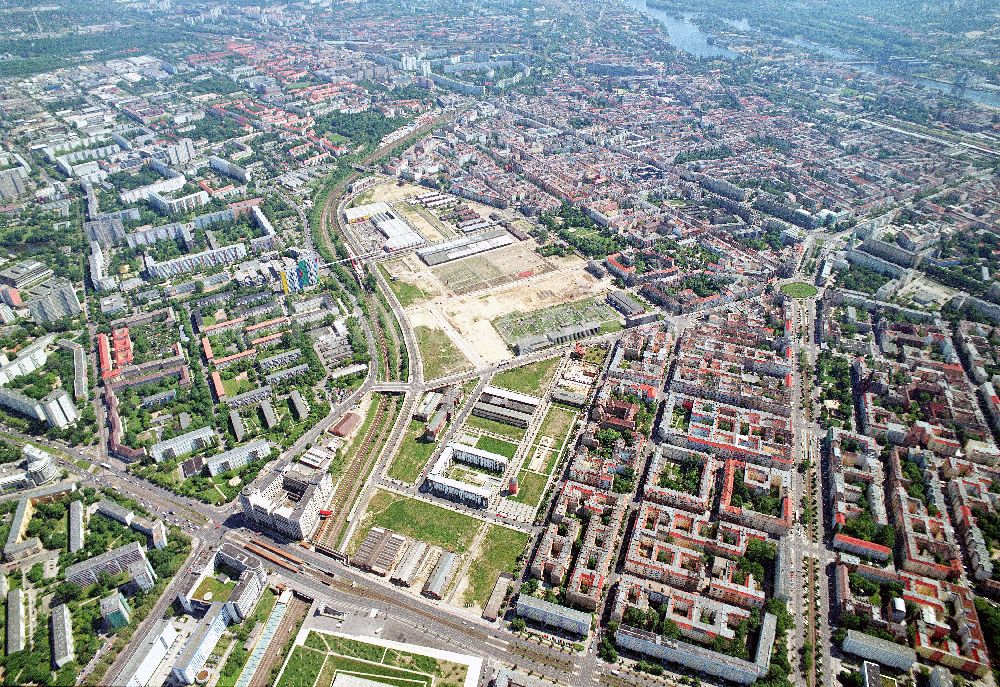 Luftbild Berlin-Friedrichshain - Stadtentwicklungsgebiet Eldenaer Straße/ Landsberger Allee