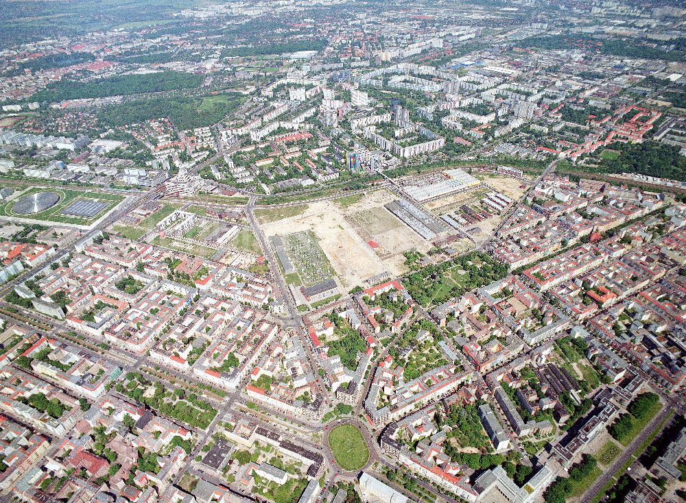 Luftaufnahme Berlin-Friedrichshain - Stadtentwicklungsgebiet Eldenaer Straße/ Landsberger Allee