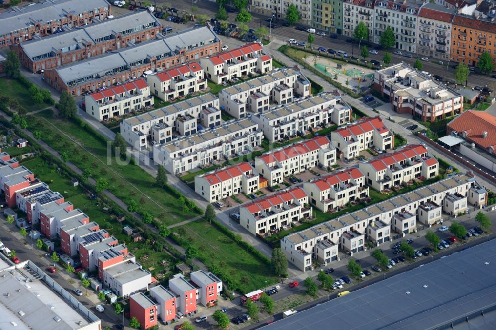 Berlin von oben - Stadtenwicklungsgebiet am Areal der Eldenaer Straße - Zum Langen Jammer im Stadtteil Friedrichshain zu Berlin