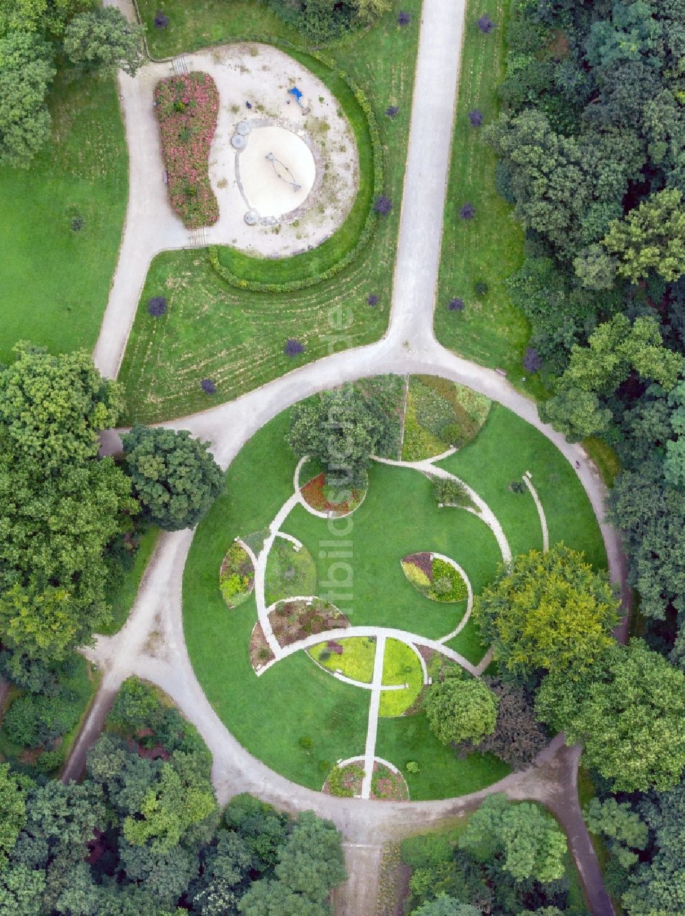 Luftaufnahme Gelsenkirchen - Stadtgarten in der Altstadt von Gelsenkirchen im Bundesland Nordrhein-Westfalen NRW