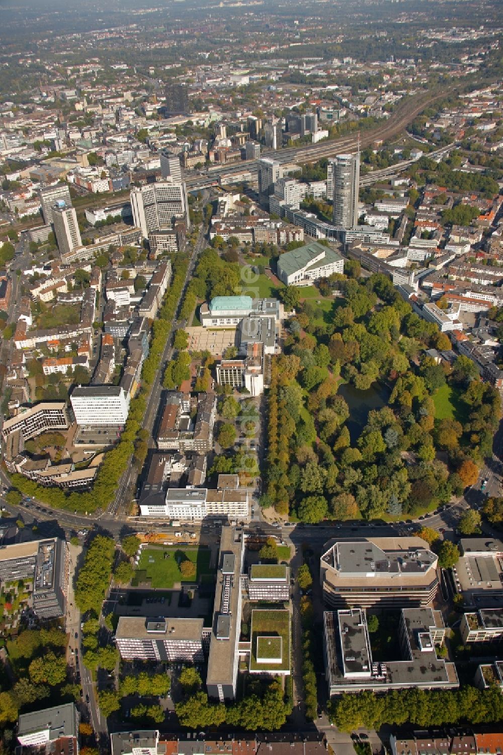 Essen von oben - Stadtgarten in Essen im Bundesland Nordrhein-Westfalen