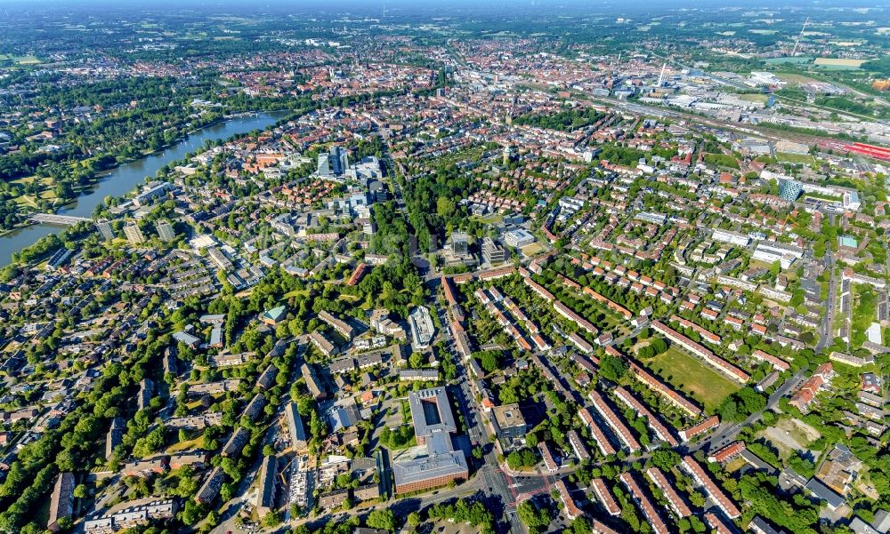 Luftbild Münster - Stadtgebiet mit Außenbezirken und Innenstadtbereich in Münster im Bundesland Nordrhein-Westfalen, Deutschland