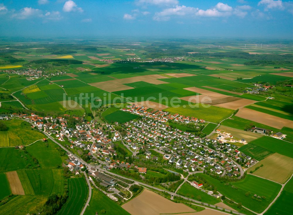 Albeck aus der Vogelperspektive: Stadtgebiet inmitten der Landwirtschaft in Albeck im Bundesland Baden-Württemberg, Deutschland