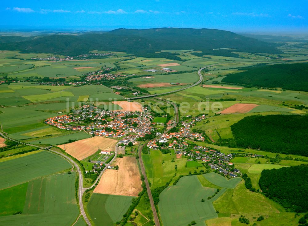 Bahnhof Langmeil aus der Vogelperspektive: Stadtgebiet inmitten der Landwirtschaft in Bahnhof Langmeil im Bundesland Rheinland-Pfalz, Deutschland