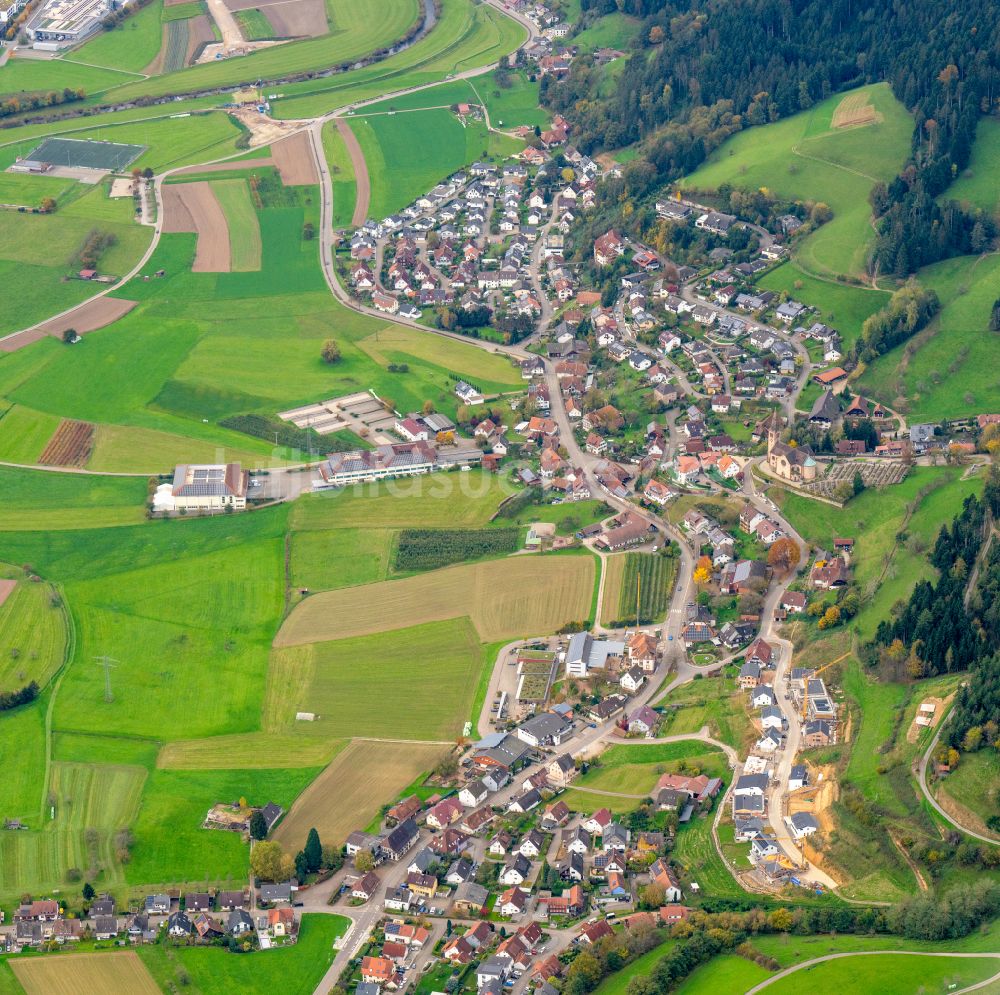 Luftaufnahme Fischerbach - Stadtgebiet inmitten der Landwirtschaft in Fischerbach im Bundesland Baden-Württemberg, Deutschland