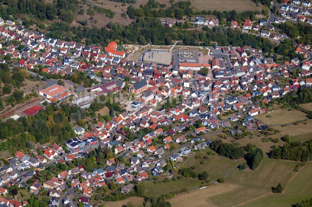 Luftbild Frammersbach - Stadtgebiet inmitten der Landwirtschaft in Frammersbach im Bundesland Bayern, Deutschland