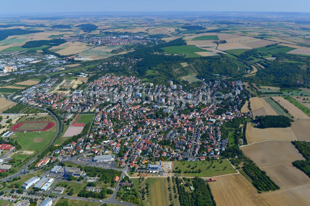 Frauenland von oben - Stadtgebiet inmitten der Landwirtschaft in Frauenland im Bundesland Bayern, Deutschland