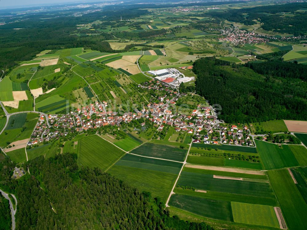 Luftbild Holzbronn - Stadtgebiet inmitten der Landwirtschaft in Holzbronn im Bundesland Baden-Württemberg, Deutschland