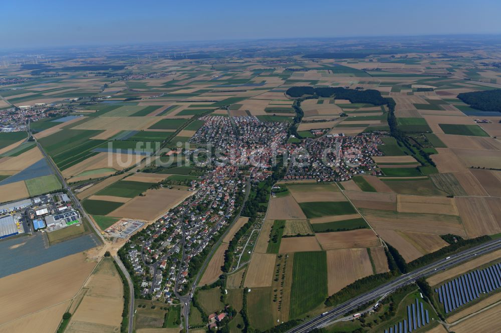 Luftbild Kürnach - Stadtgebiet inmitten der Landwirtschaft in Kürnach im Bundesland Bayern, Deutschland