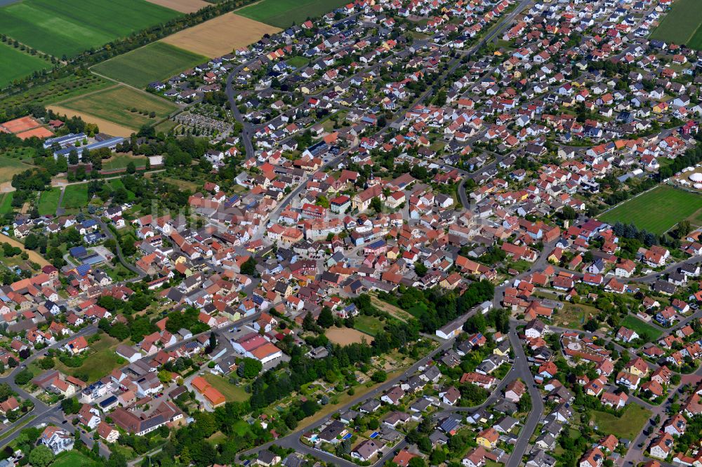 Luftbild Kürnach - Stadtgebiet inmitten der Landwirtschaft in Kürnach im Bundesland Bayern, Deutschland