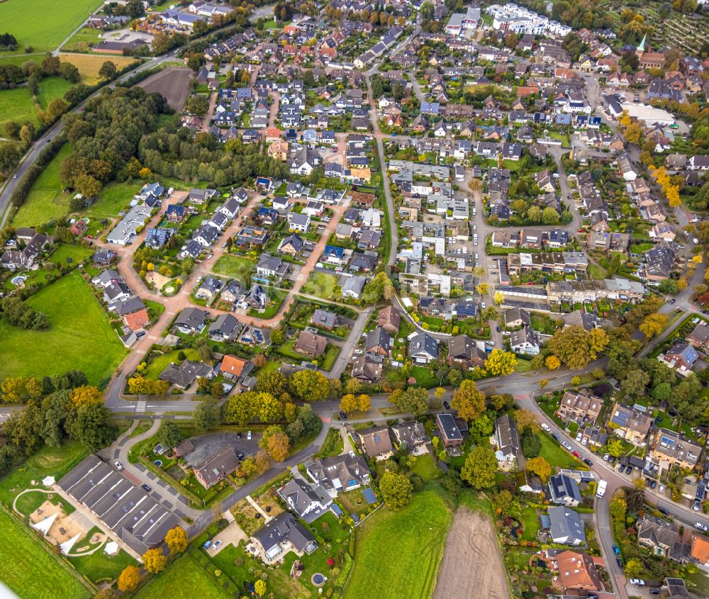 Krudenburg aus der Vogelperspektive: Stadtgebiet inmitten der Landwirtschaft in Krudenburg im Bundesland Nordrhein-Westfalen, Deutschland