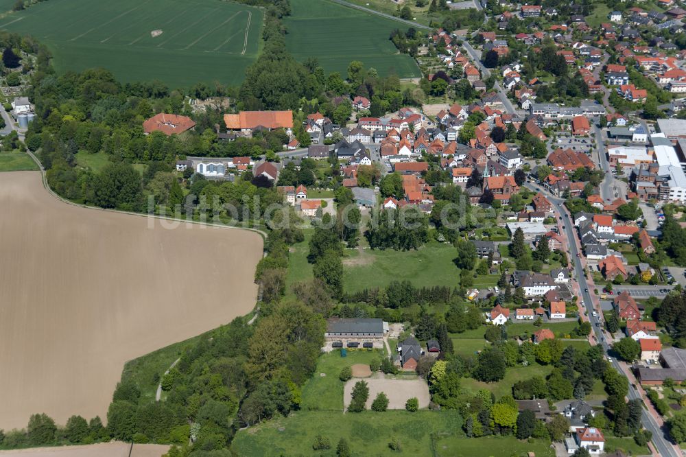 Luftbild Lauenau - Stadtgebiet inmitten der Landwirtschaft in Lauenau im Bundesland Niedersachsen, Deutschland