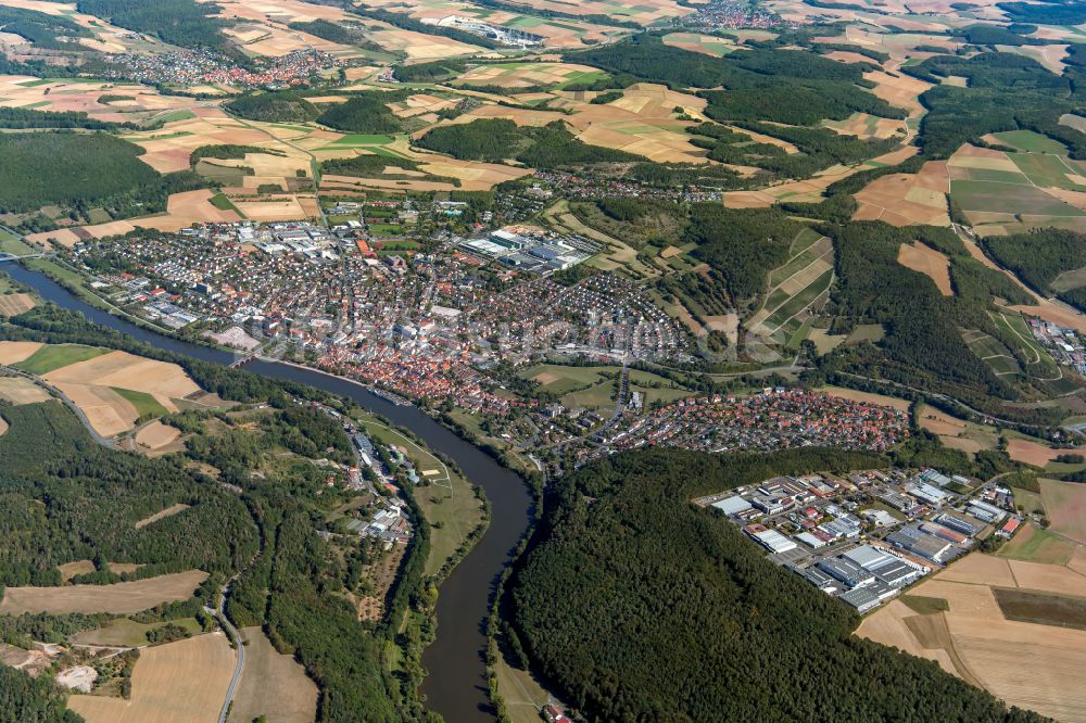 Luftbild Marktheidenfeld - Stadtgebiet inmitten der Landwirtschaft in Marktheidenfeld im Bundesland Bayern, Deutschland