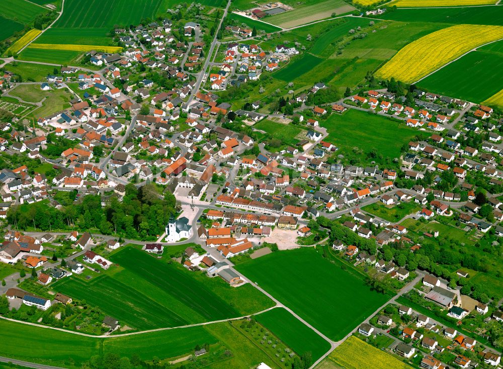 Oberdischingen aus der Vogelperspektive: Stadtgebiet inmitten der Landwirtschaft in Oberdischingen im Bundesland Baden-Württemberg, Deutschland