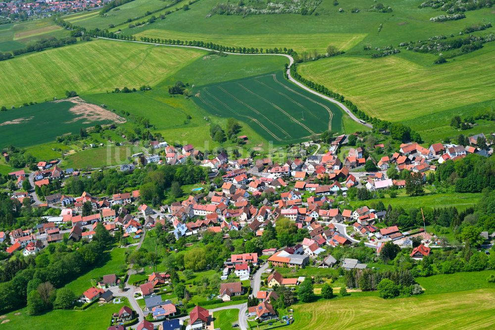 Luftbild Oberweid - Stadtgebiet inmitten der Landwirtschaft in Oberweid im Bundesland Thüringen, Deutschland