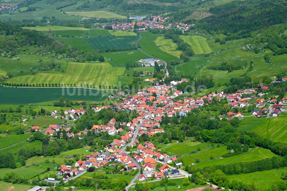 Luftbild Oberweid - Stadtgebiet inmitten der Landwirtschaft in Oberweid im Bundesland Thüringen, Deutschland